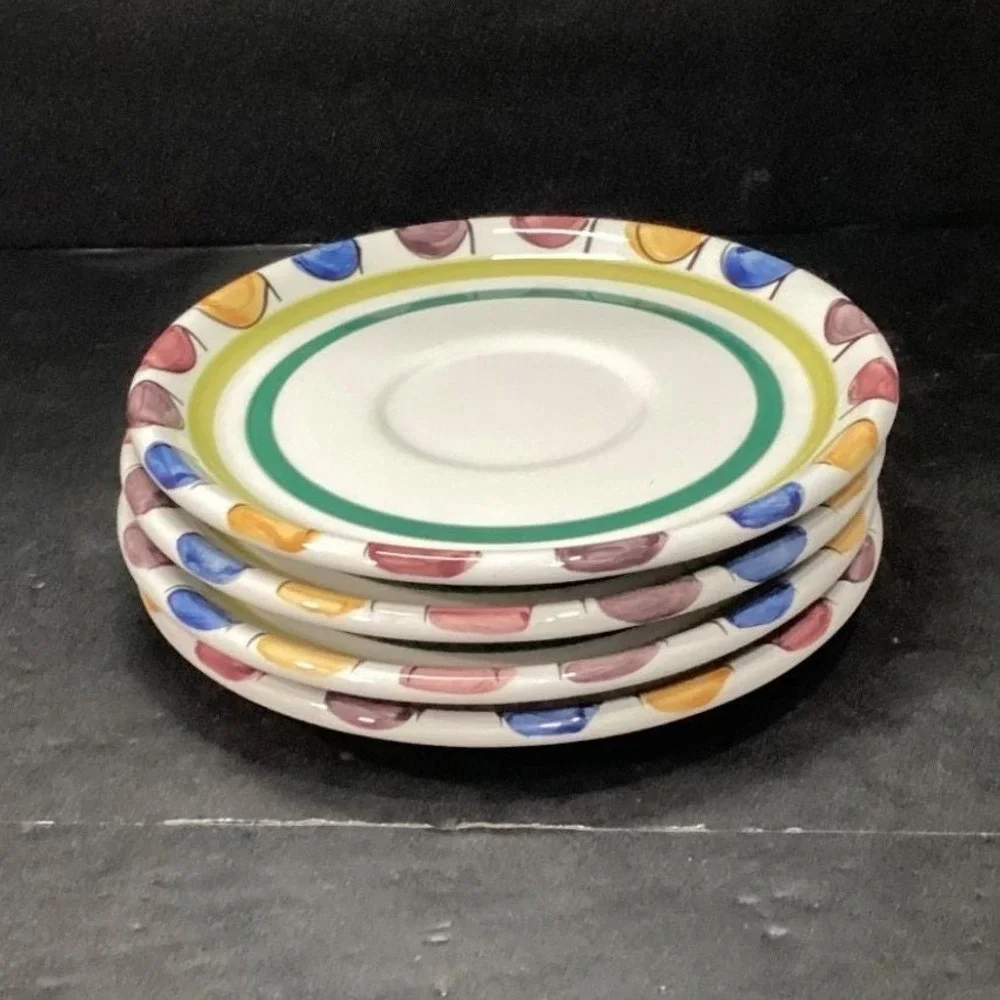 Mikasa Handcrafted Collection Salad Plates, Set of 4, Vtg Stoneware, Dinnerware